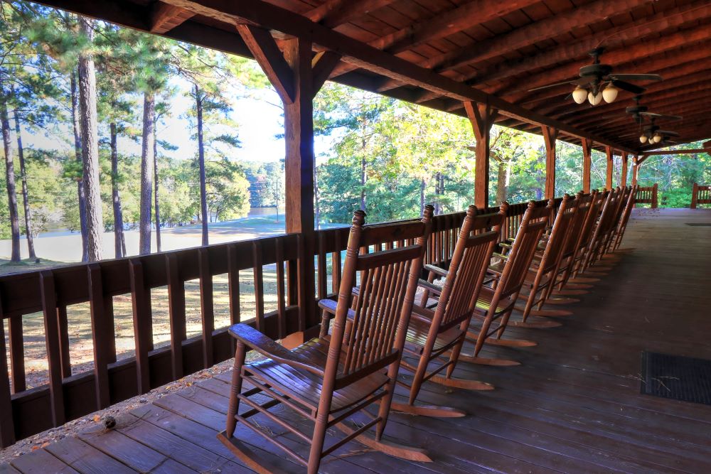 camp kaleo rocking chairs front porch view